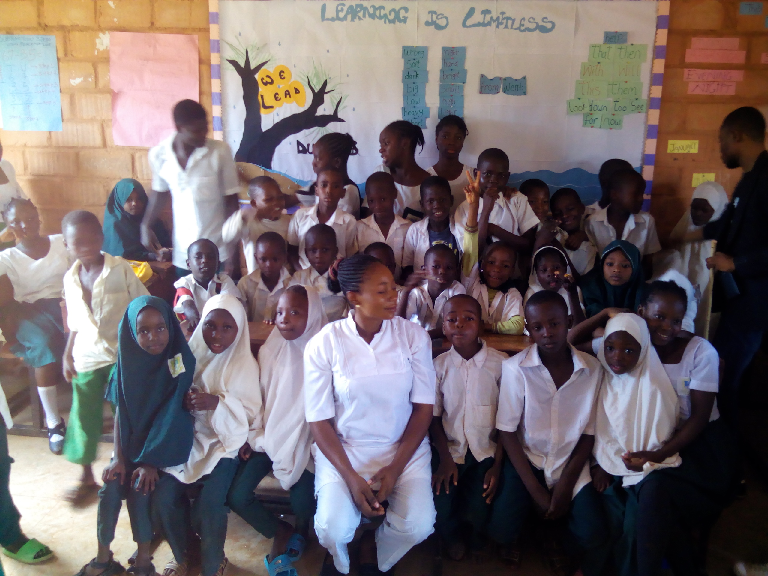 picture of nurse with pupils after a career talk
