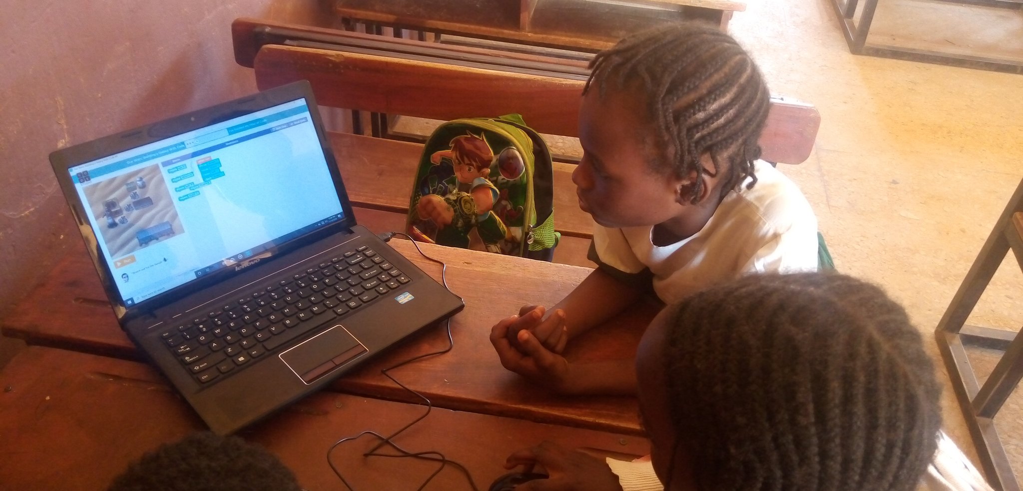 some students studying codes on the system