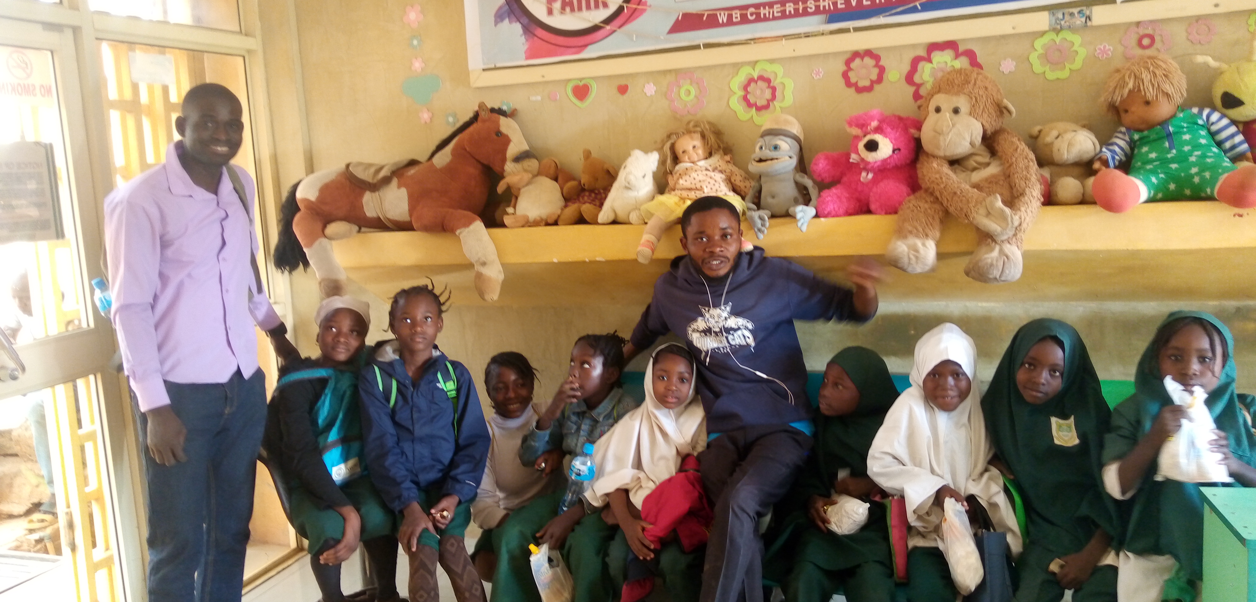 teachers and pupils at a park