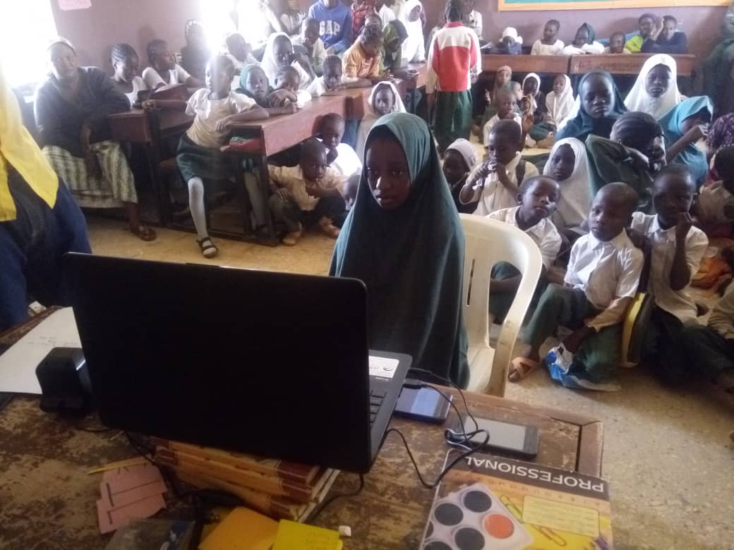 a female student speaking speak during empatico exchange