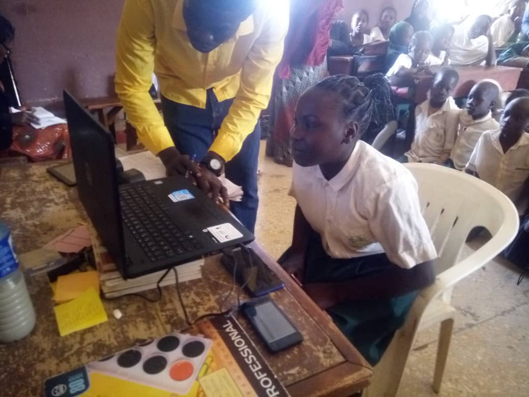 a female student being helped to speak during empatico exchange