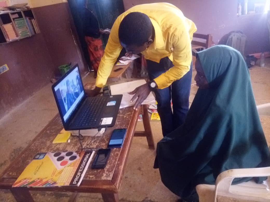 a female student being helped to speak during empatico exchange